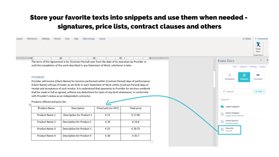 screenshot of Koala Docs